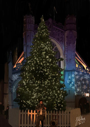 christmas in bath | digital painting - (2022)