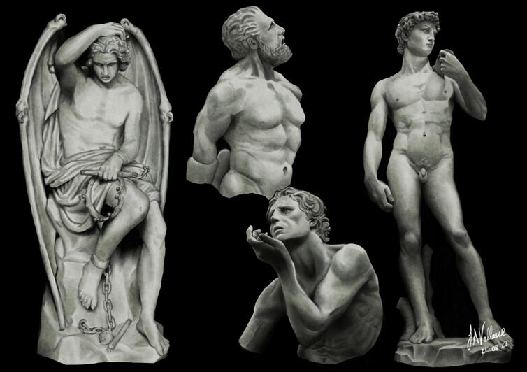 statues, a study | digital painting - (2022)