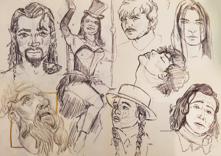 various portrait studies - sketchbook work | ballpoint pen &amp; mechanical pencil - (2023)