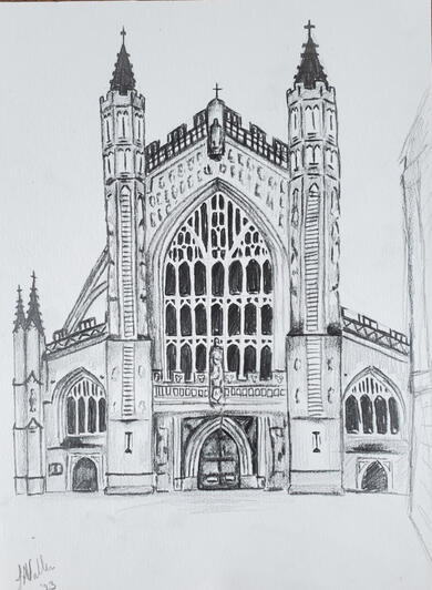bath abbey study - sketch | charcoal pencil on paper - (2023)